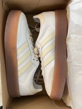 adidas Platform Samba Sneakers in Cream and Gumsole